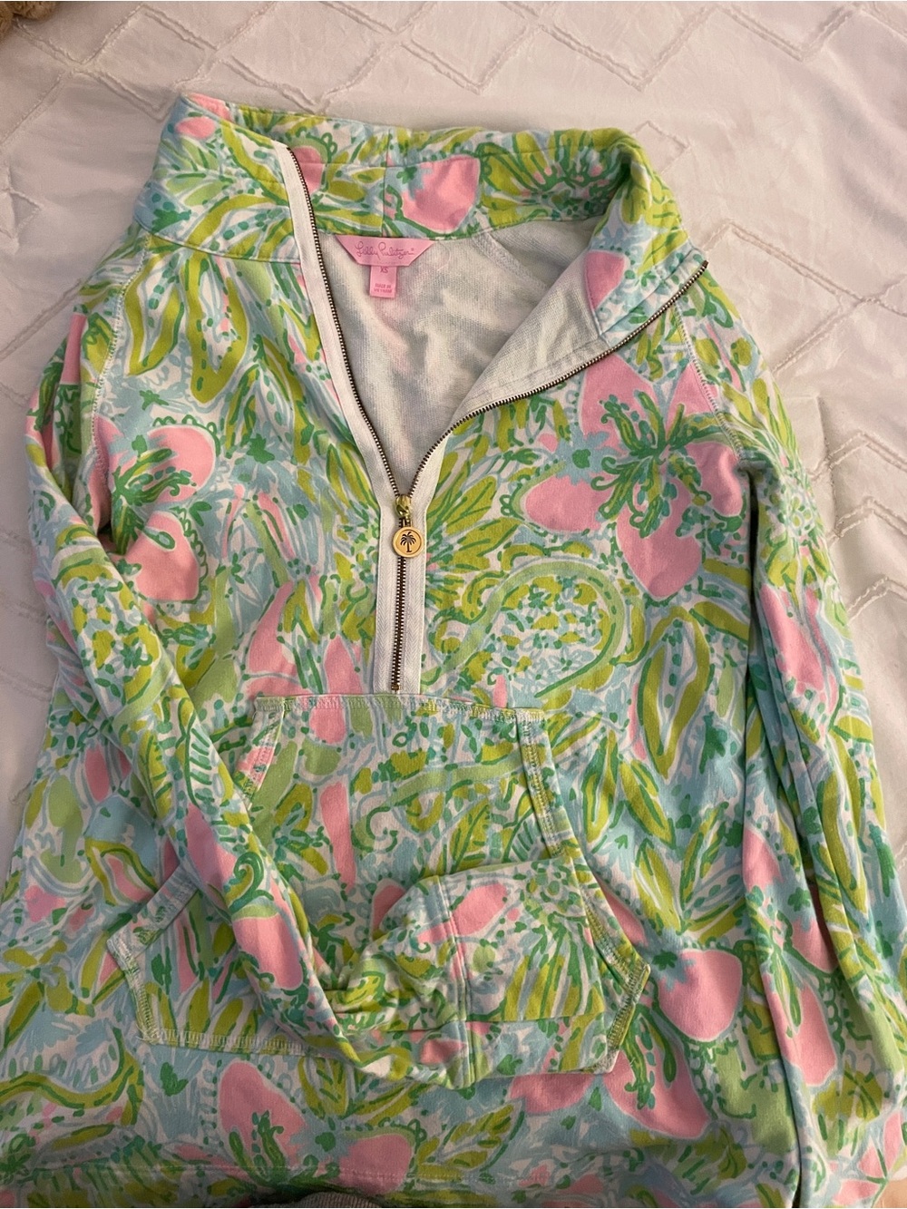 Lilly Pulitzer Pastel Pink, Green & Light Blue Half-Zip Pullover SPF 50